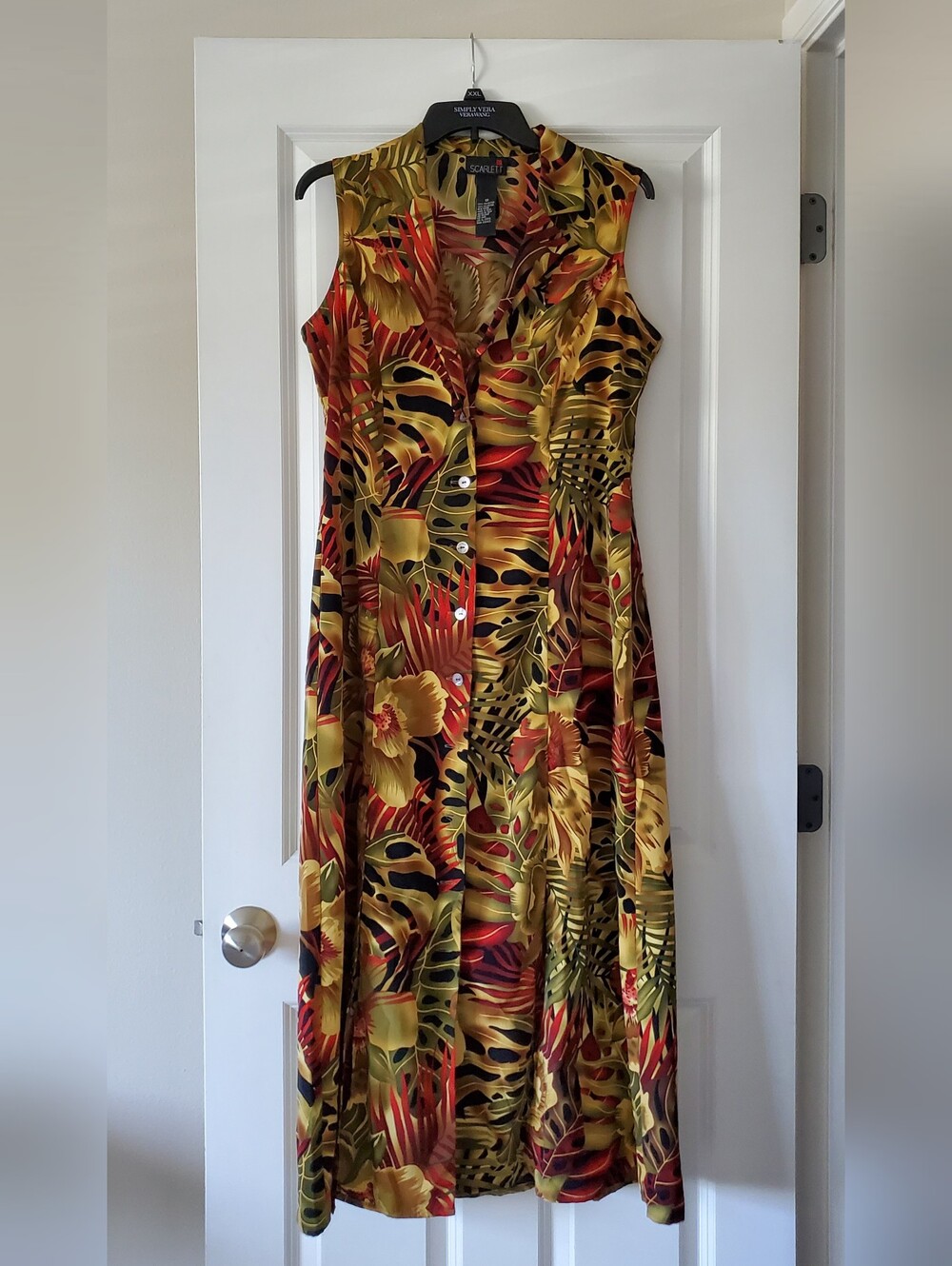 Scarlett Women's Tropical Print Button Front Midi Dress